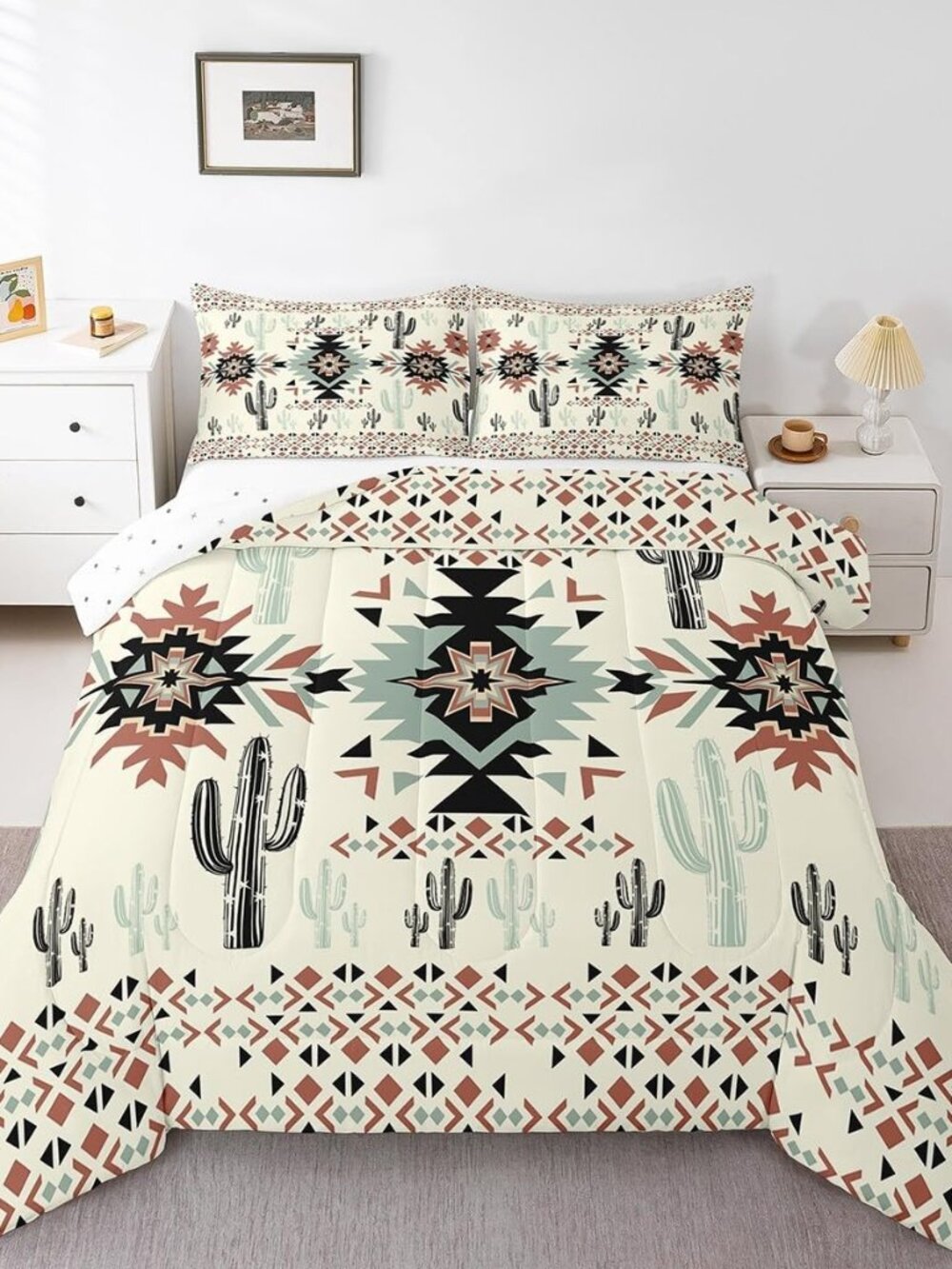 Khaki Southwestern Aztec Bedding Set Kids Geometric Vintage